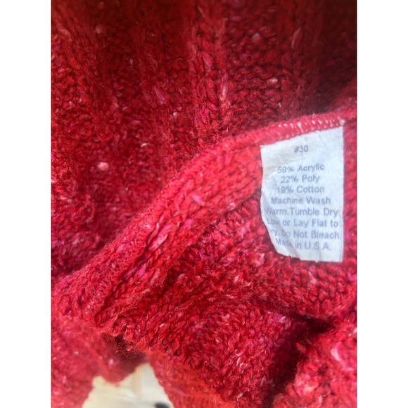 Oona Red Textured Knit Button Front Cardigan Sweater M L - Picture 6 of 6